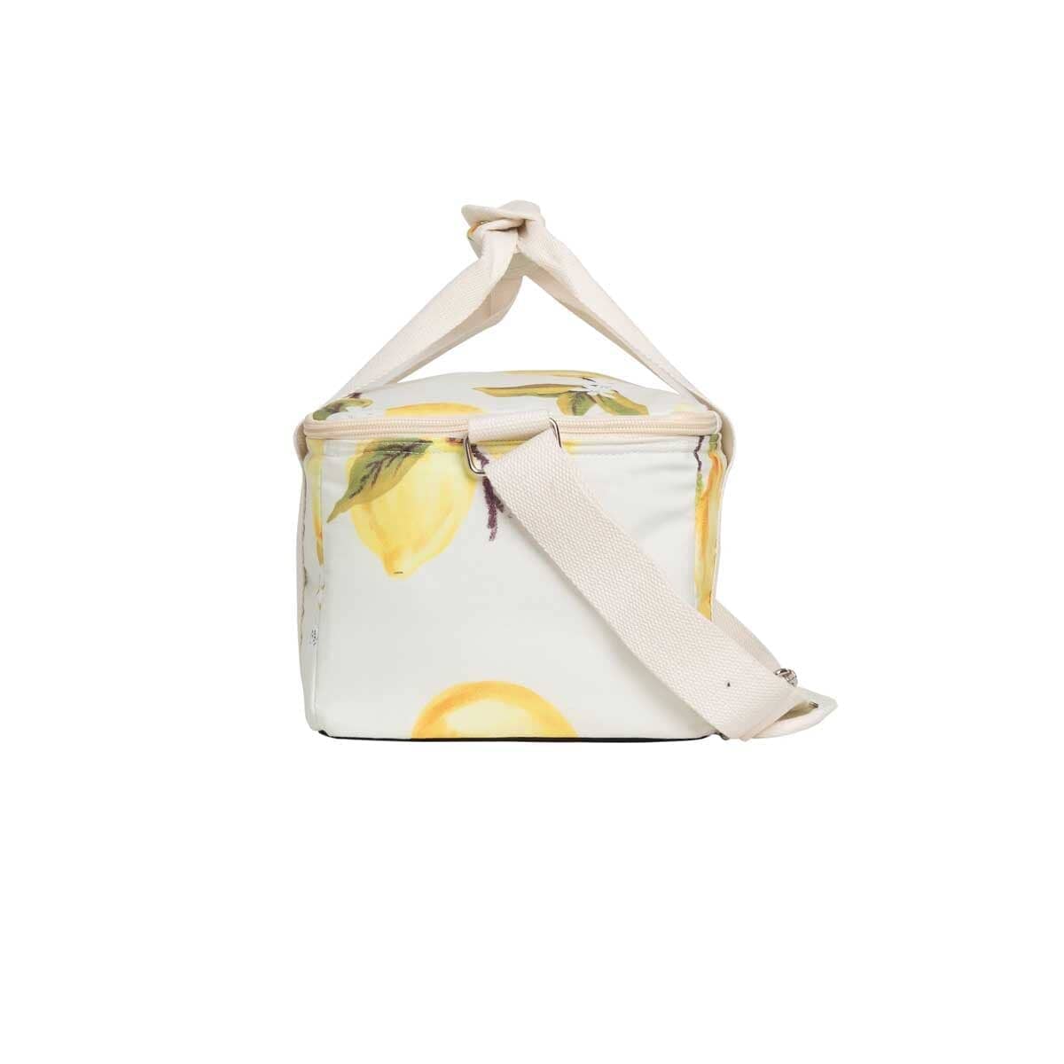 studio image of side of vintage lemons holiday cooler bag